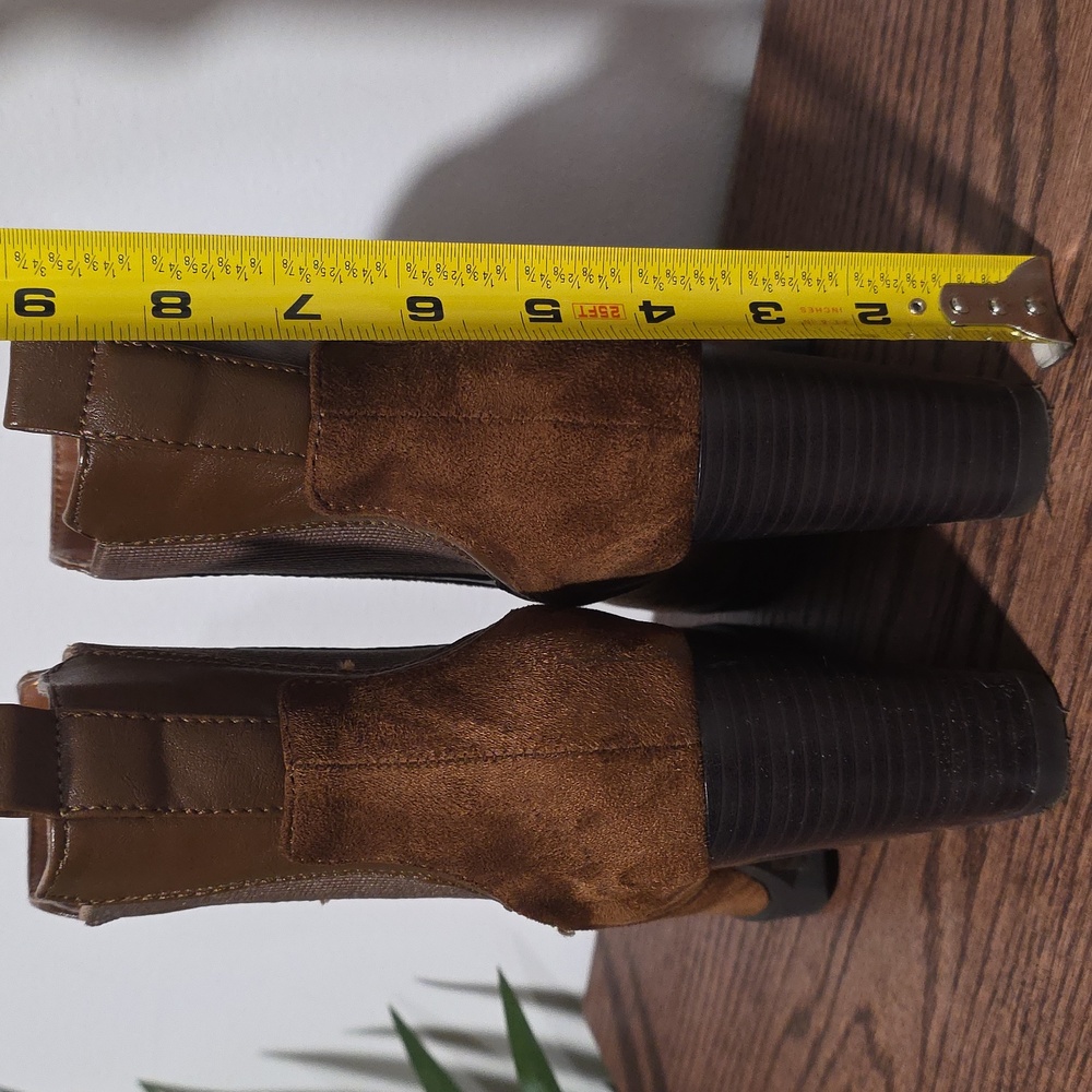 🌞🌞Chelsea Brown Faux Suede Heel Ankle Boots Womens 8 - Picture 5 of 8